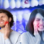 Man and woman in severe tooth pain, holding their jaws.